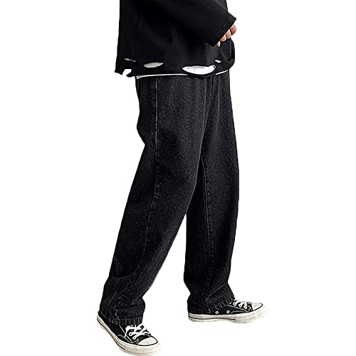 Rexcyril Men's Loose Fit Straight Leg Denim Jeans Baggy Wide Leg